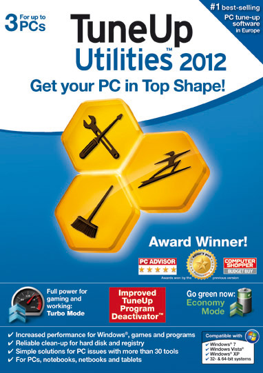 TUNEUP UTILITIES 2012 גרסה אחרונה - תוכנת תחזוקת המחשב ושיפור ביצועיו - התקנה שקטה בקליק יחידי - 