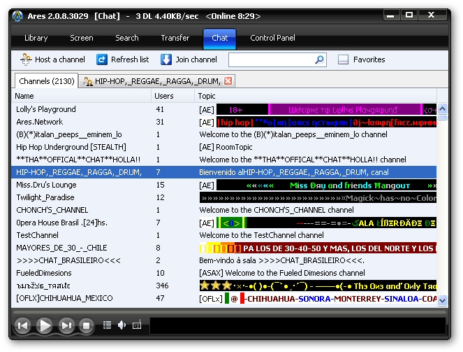 רשת שיתוף קבציםAres P2P - 