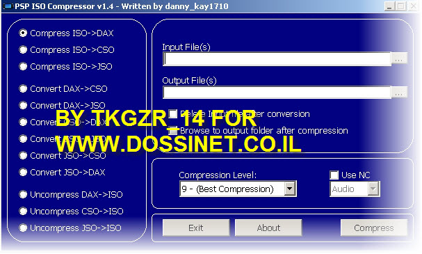 psp iso compressor v14תוכנת המרת משחקים לPSP מISO לCSO [מדריך מפורט ]